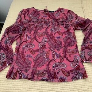 J.CREW Pink Paisley Chiffon Blouse